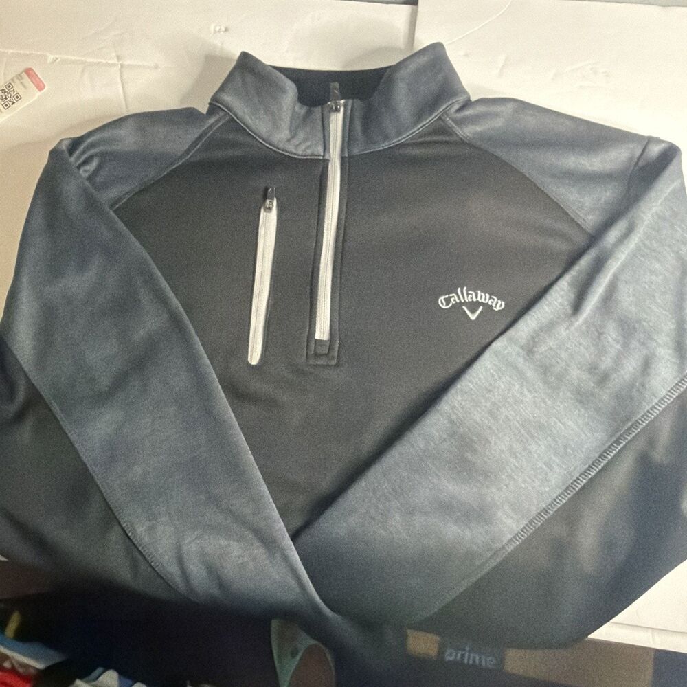 Callaway Golf Pullover Shirt 1/4 Zip Black Gray Size LG Adult Mens